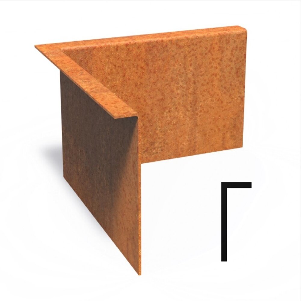 Hoek Cortenstaal gezet 30 x 30 cm, dikte 3 mm Hoek Cortenstaal gezet 30 x 30 cm, dikte 3 mm