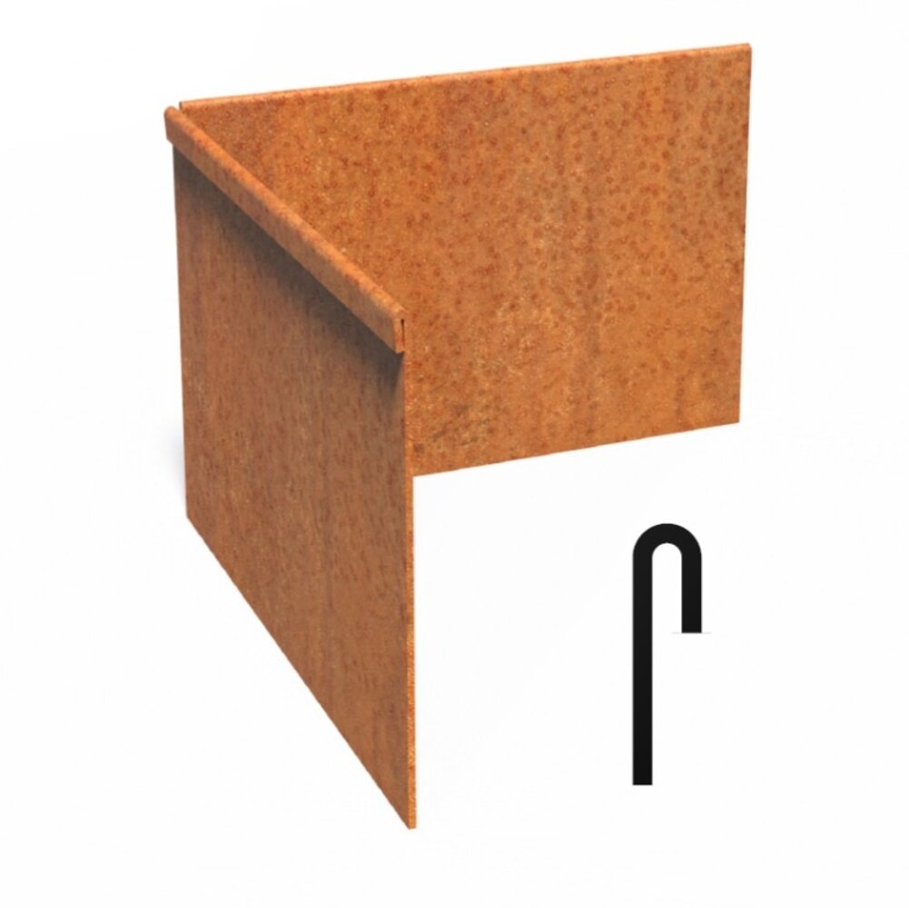 Hoek Cortenstaal geplet 30 x 30 cm, dikte 2 mm Hoek Cortenstaal geplet 30 x 30 cm, dikte 2 mm