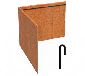 Hoek Cortenstaal geplet 30 x 30 cm, dikte 3 mm Hoek Cortenstaal geplet 30 x 30 cm, dikte 3 mm