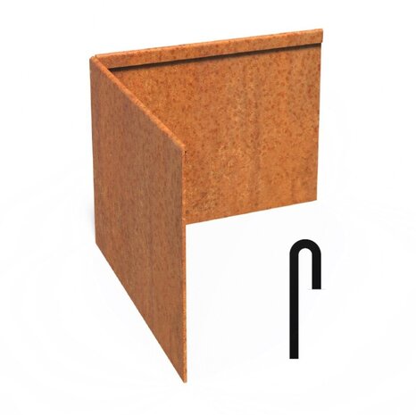 Hoek Cortenstaal geplet 30 x 30 cm, dikte 3 mm Hoek Cortenstaal geplet 30 x 30 cm, dikte 3 mm