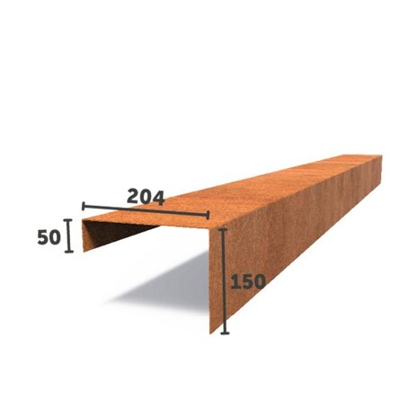 Overzetprofiel cortenstaal recht 20.4 x 15 x 230 cm, 2 mm (20 st ) Overzetprofiel cortenstaal recht 20.4 x 15 x 230 cm, 2 mm (20 st )