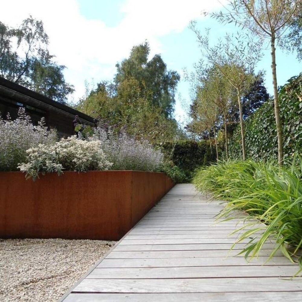 Keerwand cortenstaal 100 x 100 x 40 cm buitenhoek