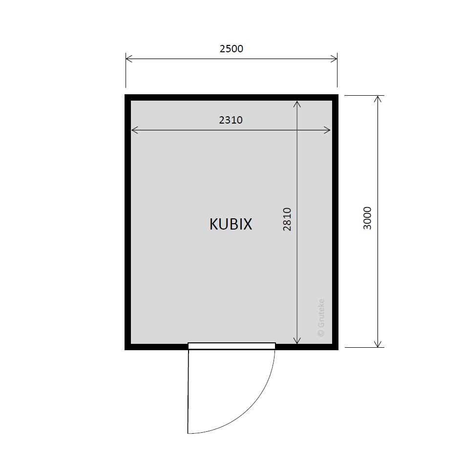 tuinhuis Kubix Vuren ZWART 250 x 300 cm