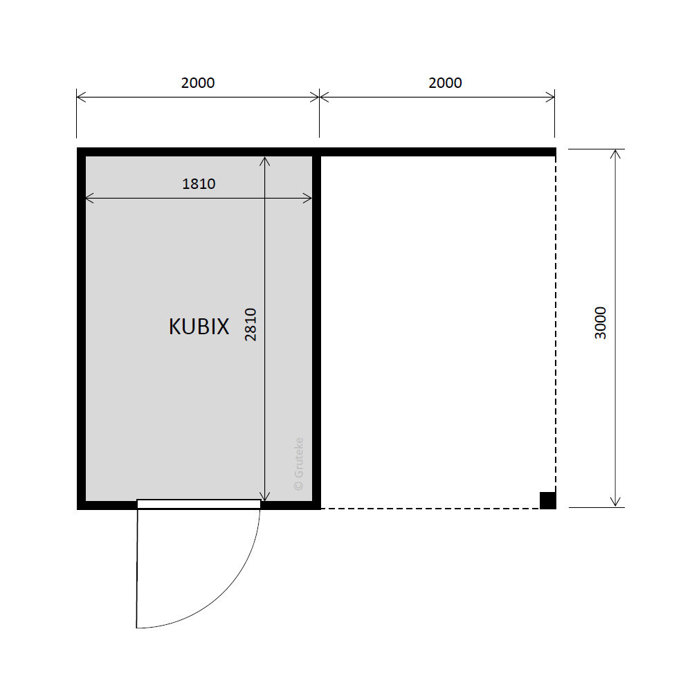tuinhuis Kubix Vuren ZWART 200 x 300 + 200 cm overkapping