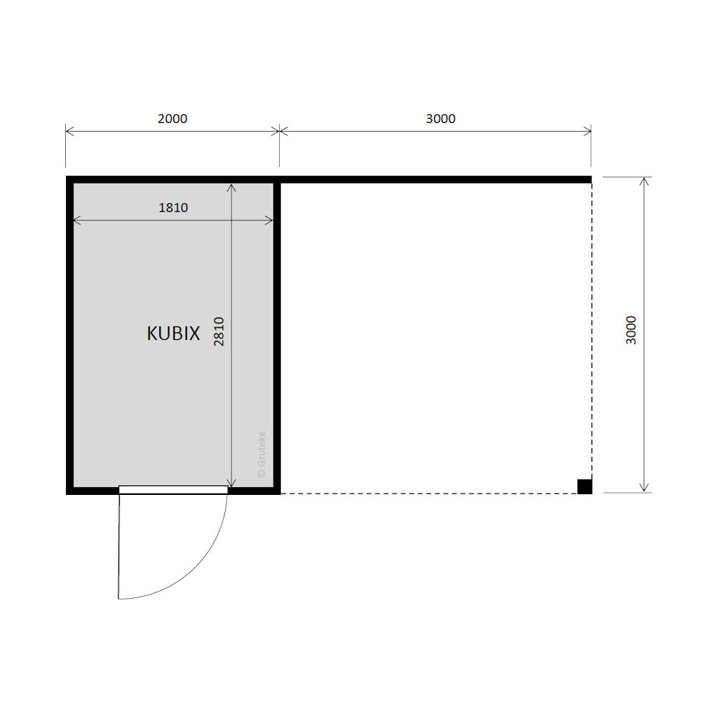 tuinhuis Kubix Vuren ZWART 200 x 300 + 300 cm overkapping