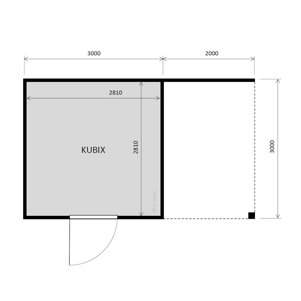 tuinhuis Kubix Vuren ZWART 300 x 300 + 200 cm overkapping