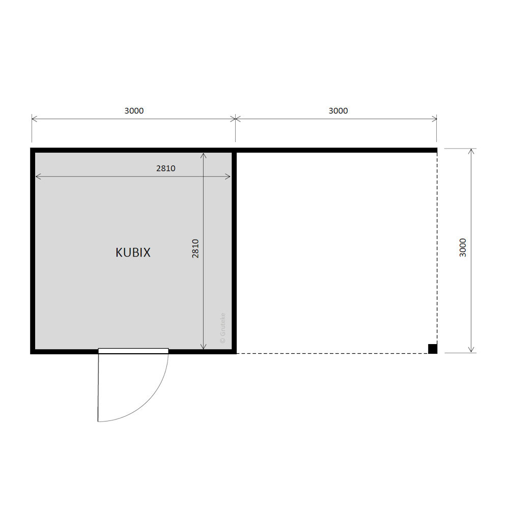 tuinhuis Kubix Vuren ZWART 300 x 300 + 300 cm overkapping