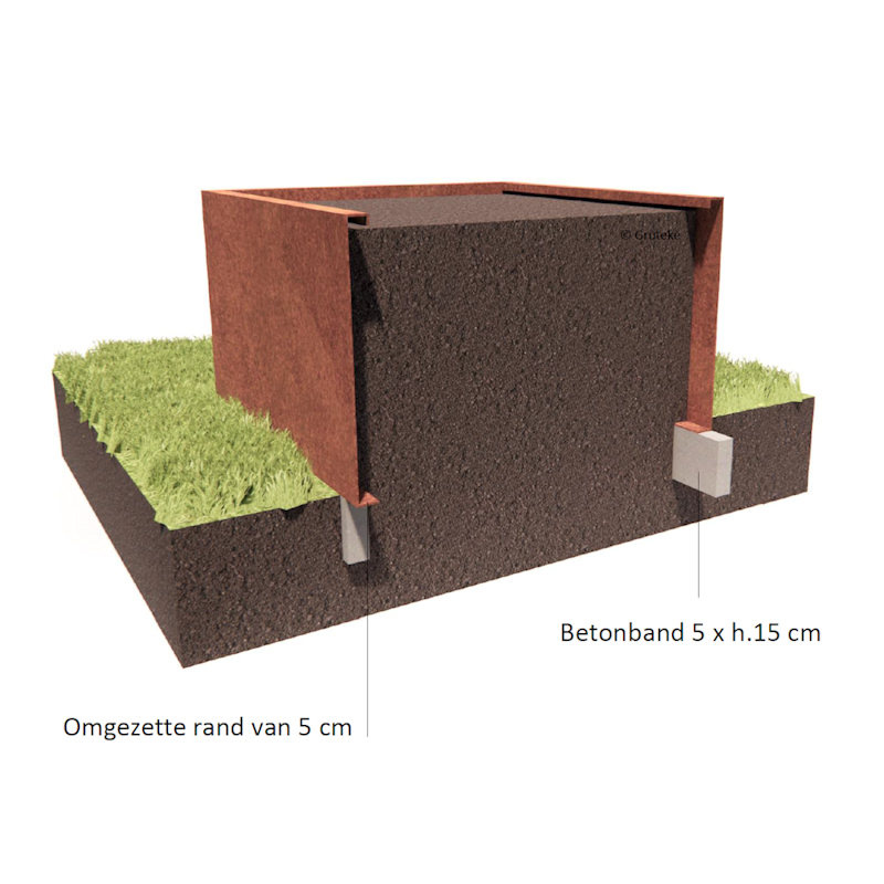 Andes cortenstaal 100x100x20 cm zonder bodem