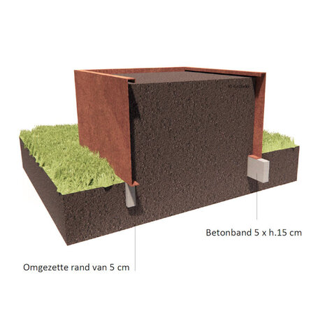 Andes cortenstaal 120x120x20 cm  zonder bodem Andes cortenstaal 120x120x20 cm  zonder bodem