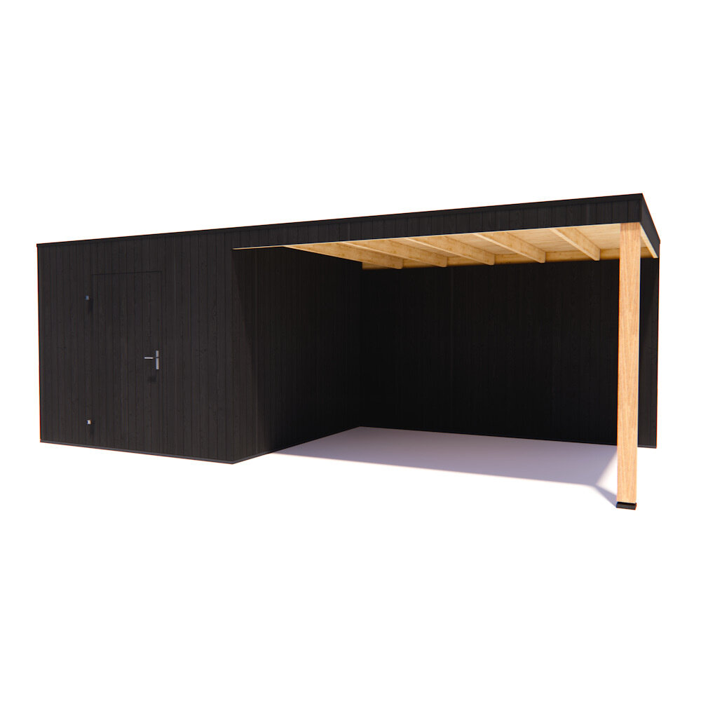 tuinhuis Kubix Vuren ZWART 300 x 300 + 400 cm overkapping tuinhuis Kubix Vuren ZWART 300 x 300 + 400 cm overkapping