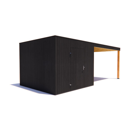 tuinhuis Kubix Vuren ZWART 300 x 300 + 400 cm overkapping tuinhuis Kubix Vuren ZWART 300 x 300 + 400 cm overkapping