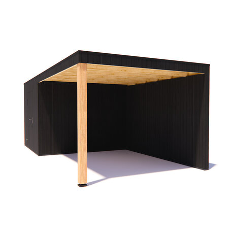 tuinhuis Kubix Vuren ZWART 300 x 300 + 400 cm overkapping tuinhuis Kubix Vuren ZWART 300 x 300 + 400 cm overkapping