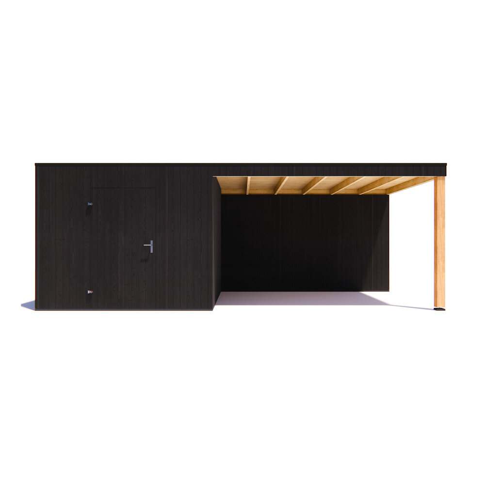 tuinhuis Kubix Vuren ZWART 300 x 300 + 400 cm overkapping tuinhuis Kubix Vuren ZWART 300 x 300 + 400 cm overkapping