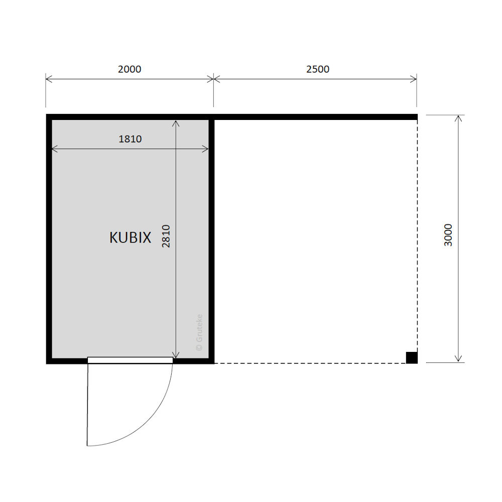 tuinhuis Kubix Douglas 200 x 300 cm + 250 cm overkapping
