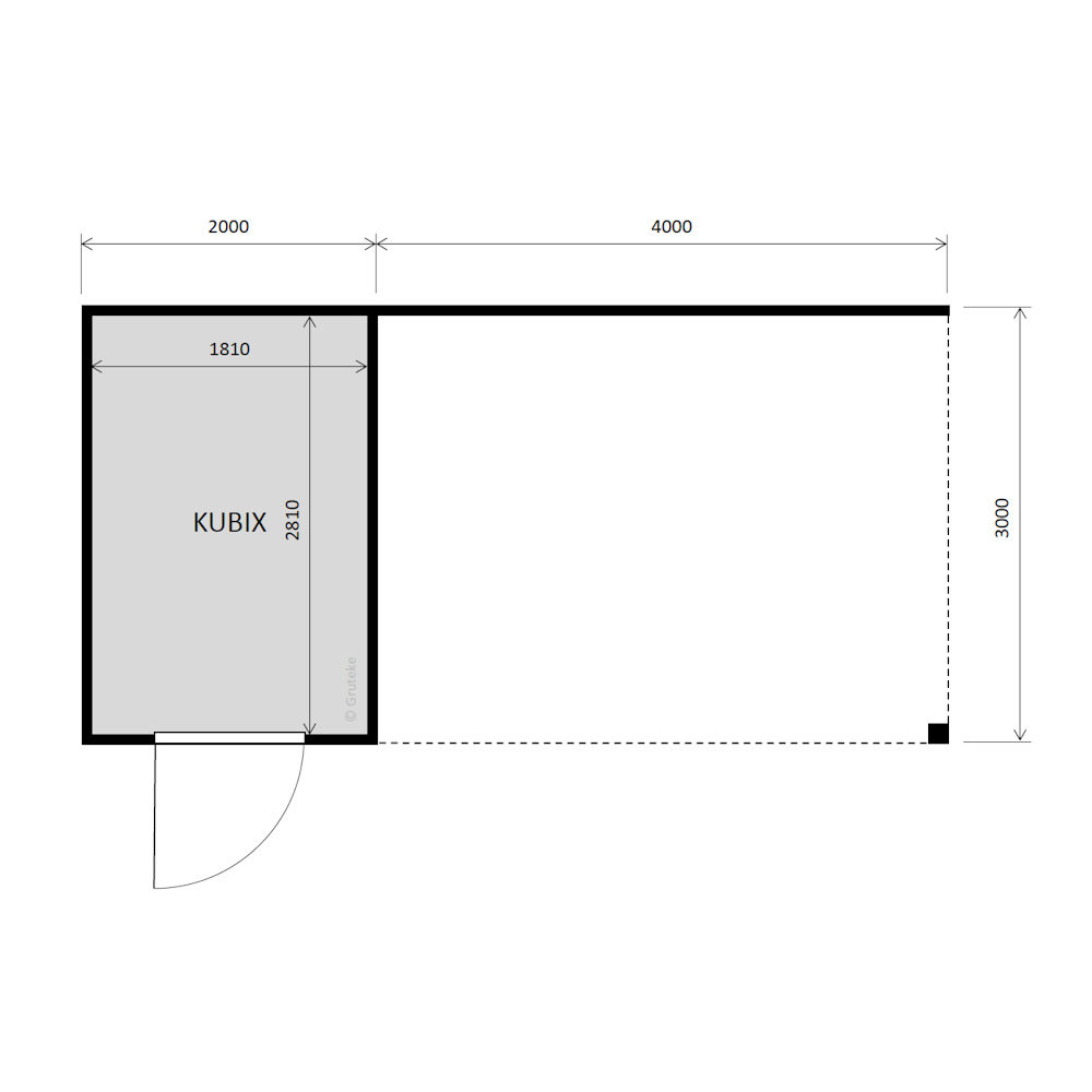 tuinhuis Kubix Douglas 200 x 300 cm + 400 cm overkapping