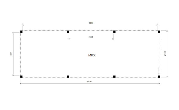 Overkapping Mick  Basis douglas 900 x 300 cm vrijstaand Overkapping Mick  Basis douglas 900 x 300 cm vrijstaand
