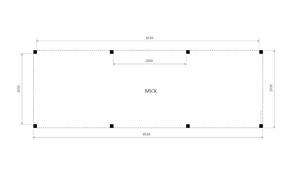Overkapping Mick Basis douglas 900 x 300 cm vrijstaand