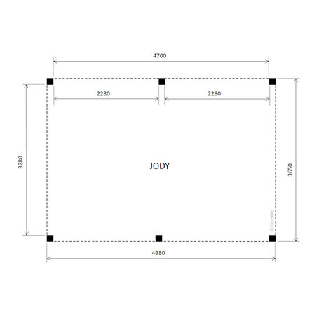 Overkapping Jody Basis douglas 500 x 350 cm vrijstaand Overkapping Jody Basis douglas 500 x 350 cm vrijstaand