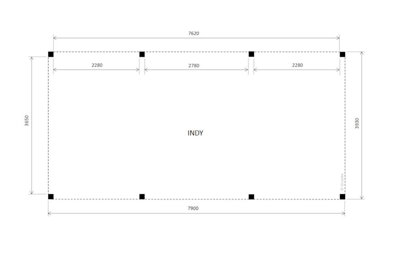 Overkapping Indy  Basis douglas 800 x 400 cm vrijstaand