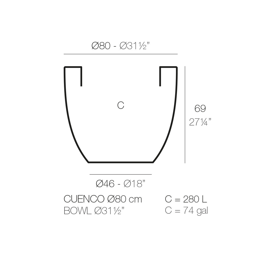 Vondom Cuenco 80x 69 cm plantenbak