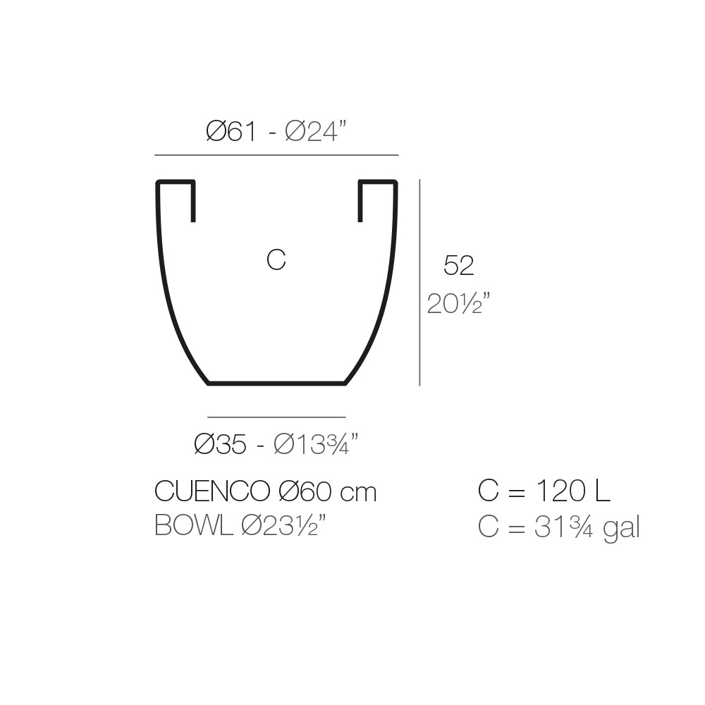 Vondom Cuenco 60x 52 cm plantenbak