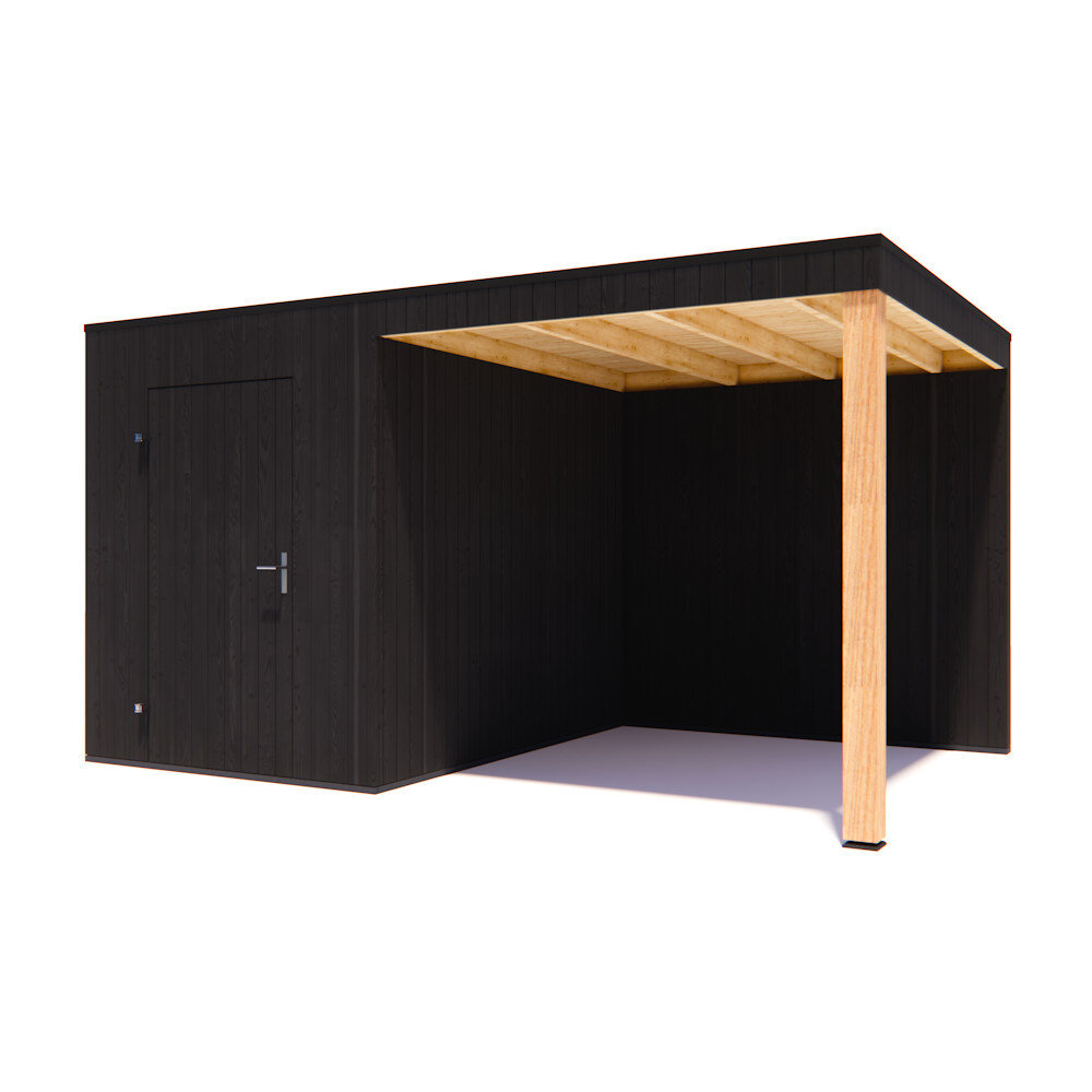 tuinhuis Kubix Vuren ZWART 200 x 300 + 250 cm overkapping tuinhuis Kubix Vuren ZWART 200 x 300 + 250 cm overkapping