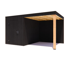 tuinhuis Kubix Vuren ZWART 200 x 300 + 250 cm overkapping tuinhuis Kubix Vuren ZWART 200 x 300 + 250 cm overkapping