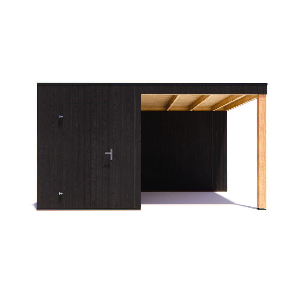 tuinhuis Kubix Vuren ZWART 200 x 300 + 250 cm overkapping tuinhuis Kubix Vuren ZWART 200 x 300 + 250 cm overkapping