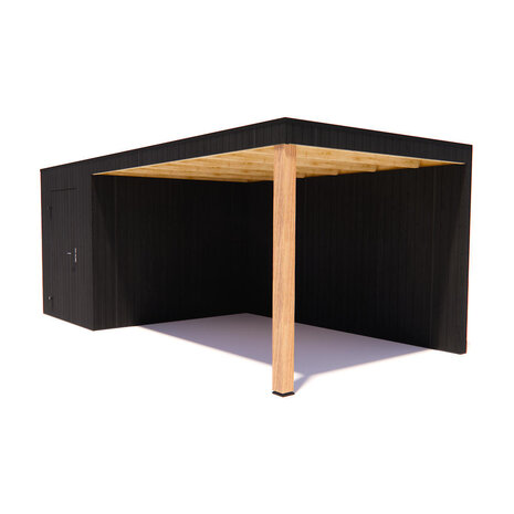 tuinhuis Kubix Vuren ZWART 200 x 300 + 400 cm overkapping tuinhuis Kubix Vuren ZWART 200 x 300 + 400 cm overkapping