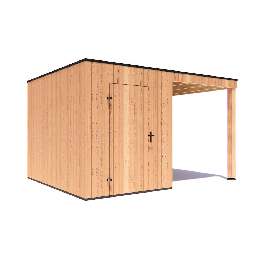 tuinhuis Kubix Douglas 200 x 300 cm + 200 cm overkapping