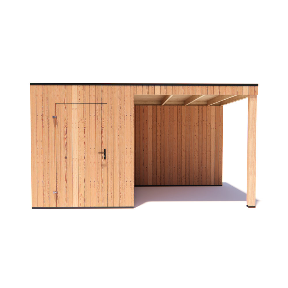 tuinhuis Kubix Douglas 200 x 300 cm + 250 cm overkapping