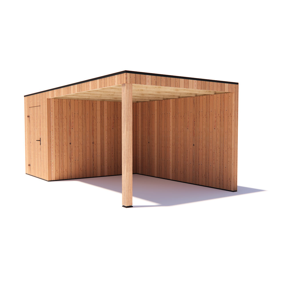 tuinhuis Kubix Douglas 200 x 300 cm + 400 cm overkapping