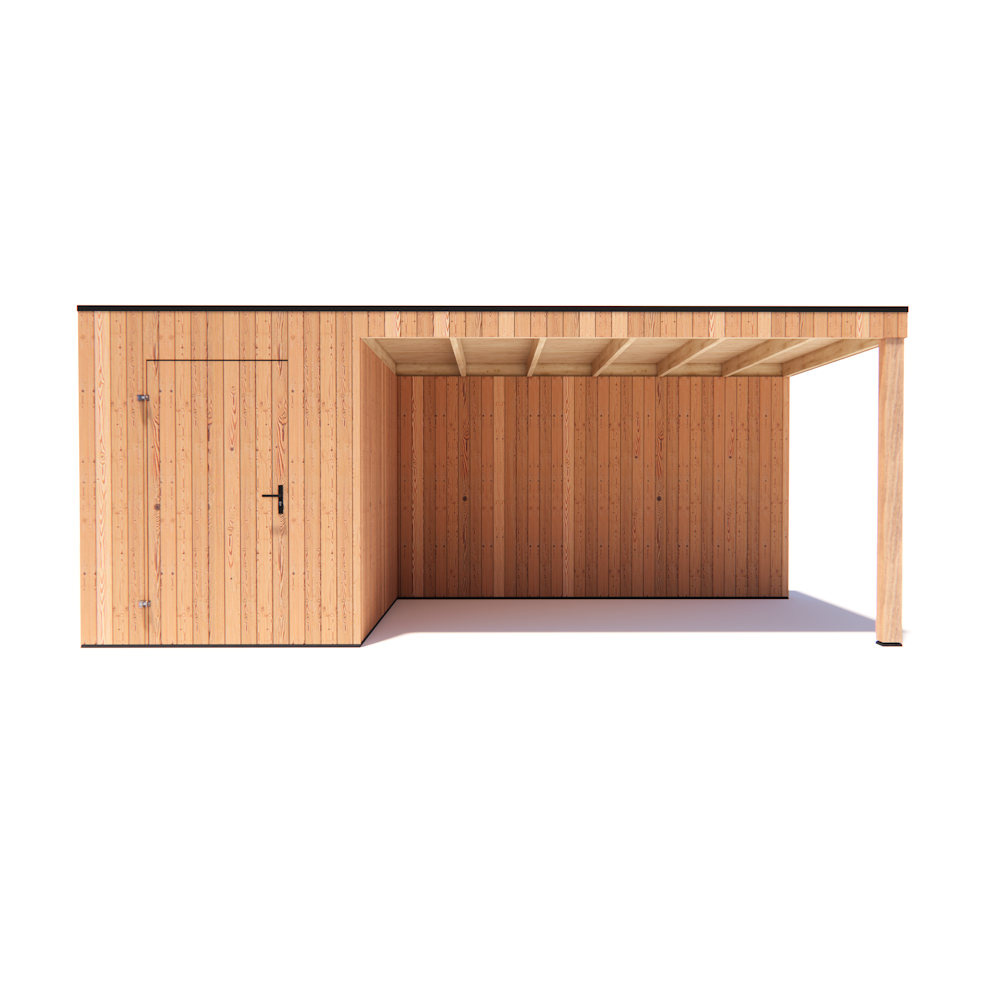 tuinhuis Kubix Douglas 200 x 300 cm + 400 cm overkapping