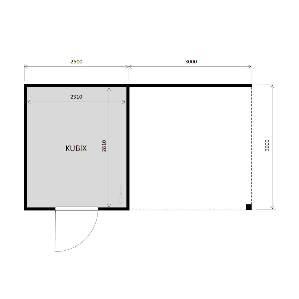 tuinhuis Kubix Douglas 250 x 300 cm + 300 cm overkapping