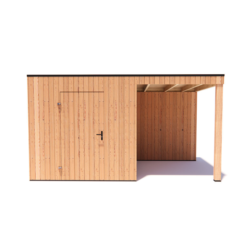 tuinhuis Kubix Douglas 250 x 300 cm + 200 cm overkapping