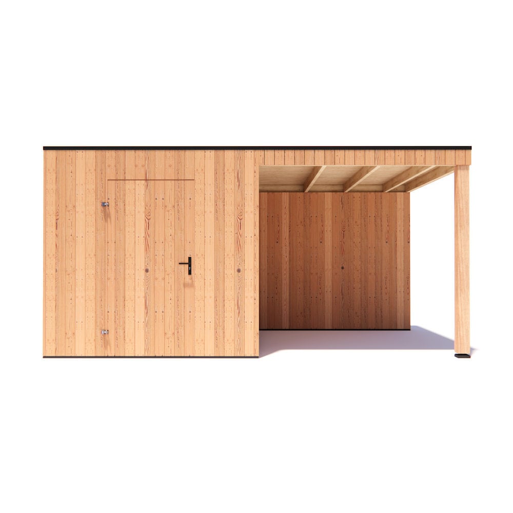 tuinhuis Kubix Douglas 250 x 300 cm + 250 cm overkapping