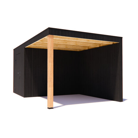 tuinhuis Kubix Vuren ZWART 250 x 300 + 300 cm overkapping tuinhuis Kubix Vuren ZWART 250 x 300 + 300 cm overkapping