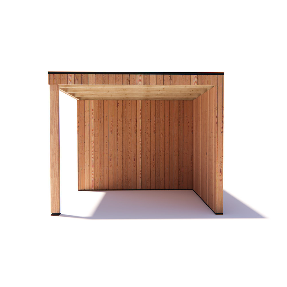 tuinhuis Kubix Douglas 250 x 300 cm + 300 cm overkapping