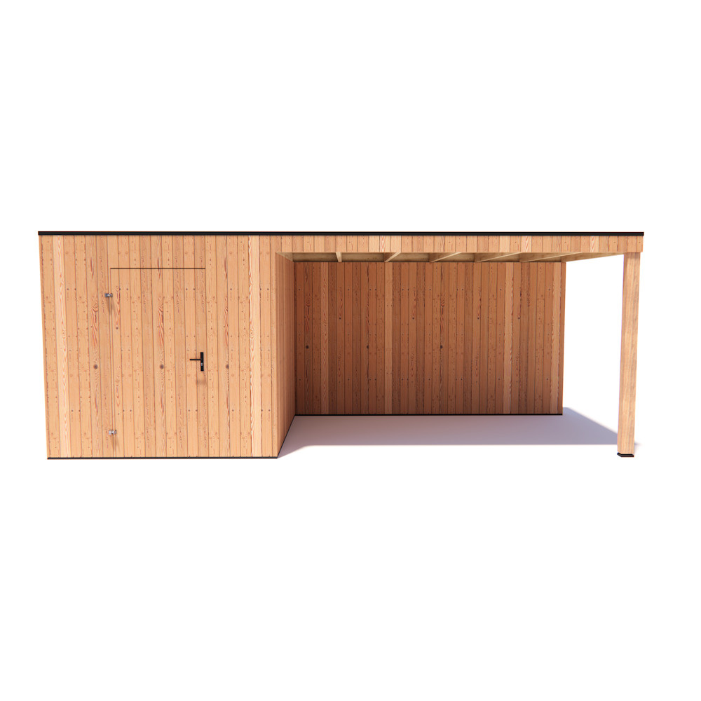 tuinhuis Kubix Douglas 250 x 300 cm + 400 cm overkapping