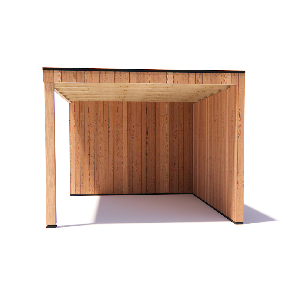 tuinhuis Kubix Douglas 300 x 300 cm + 400 cm overkapping