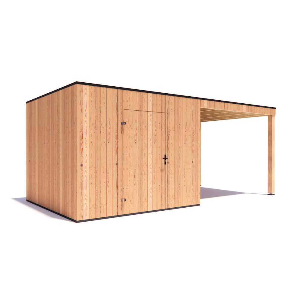 tuinhuis Kubix Douglas 300 x 300 cm + 300 cm overkapping
