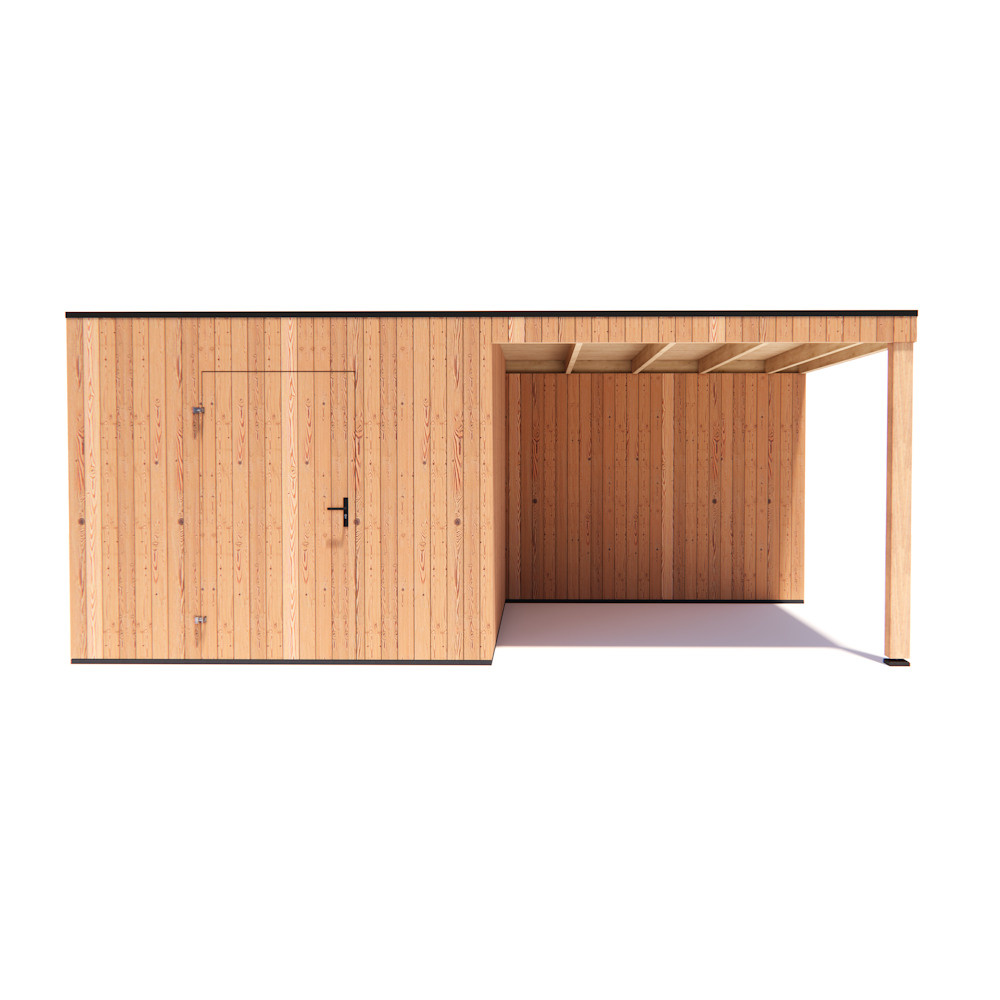 tuinhuis Kubix Douglas 300 x 300 cm + 300 cm overkapping