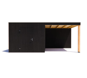 tuinhuis Kubix Vuren ZWART 300 x 300 + 300 cm overkapping tuinhuis Kubix Vuren ZWART 300 x 300 + 300 cm overkapping