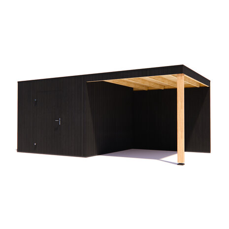 tuinhuis Kubix Vuren ZWART 300 x 300 + 300 cm overkapping tuinhuis Kubix Vuren ZWART 300 x 300 + 300 cm overkapping