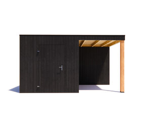 tuinhuis Kubix Vuren ZWART 250 x 250 + 200 cm overkapping tuinhuis Kubix Vuren ZWART 250 x 250 + 200 cm overkapping