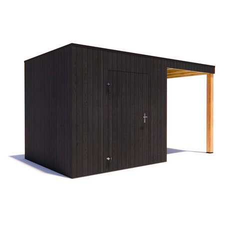 tuinhuis Kubix Vuren ZWART 250 x 250 + 200 cm overkapping tuinhuis Kubix Vuren ZWART 250 x 250 + 200 cm overkapping
