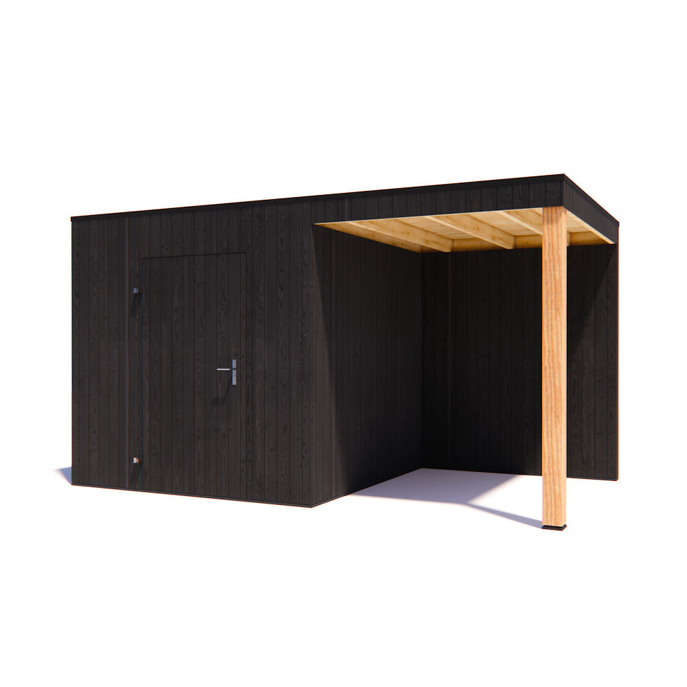 tuinhuis Kubix Vuren ZWART 250 x 250 + 200 cm overkapping tuinhuis Kubix Vuren ZWART 250 x 250 + 200 cm overkapping