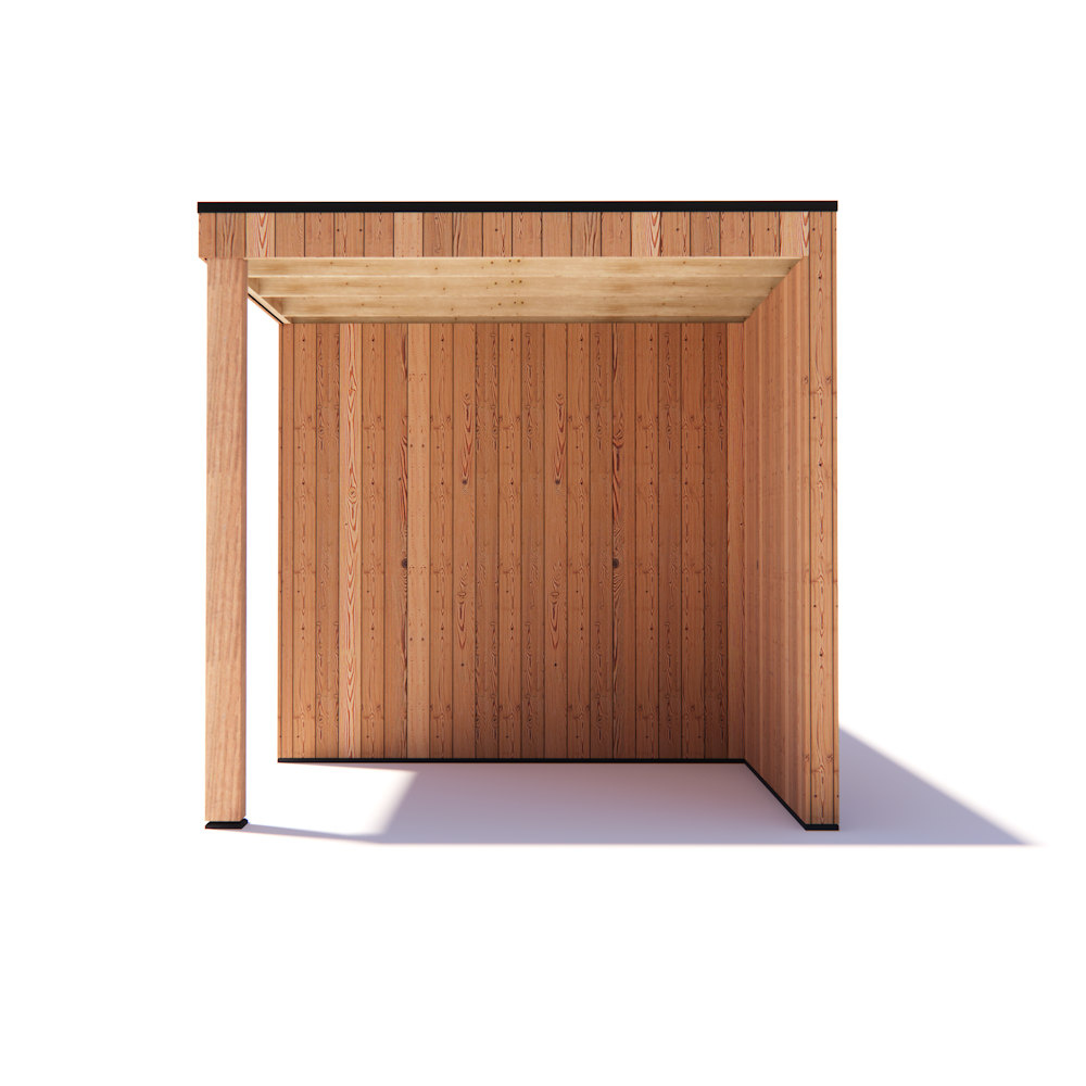 tuinhuis Kubix Douglas 250 x 250 cm + 200 cm overkapping