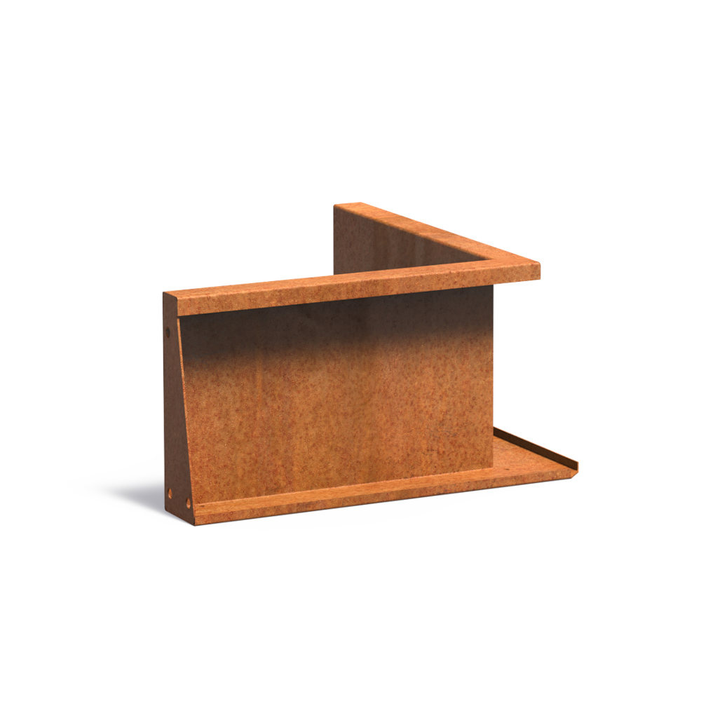 Keerwand cortenstaal 50 x 50 x 30 cm binnenhoek afbeelding