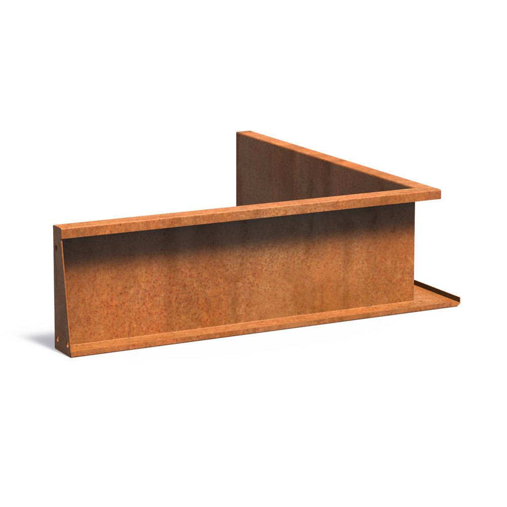 Keerwand cortenstaal 100 x 100 x 30 cm binnenhoek afbeelding